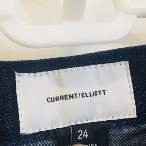 CURRENT/ELLIOTT High Waist Tall Jarvis Dark Blue Jeans 24 Trouser Flare NEW - Picture 5 of 9